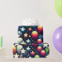 Papel De Regalo Globos con estrellas Purpurinas
