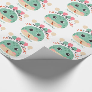 Papel De Regalo Globos Cute Snake Face Nombre Niños Cumpleaños