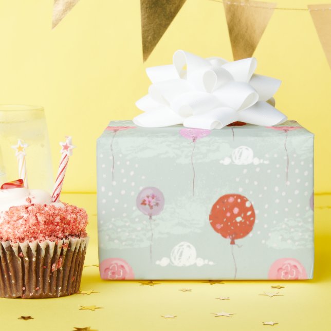 Papel De Regalo Globos de acuarela (Fiesta de cumpleaños )