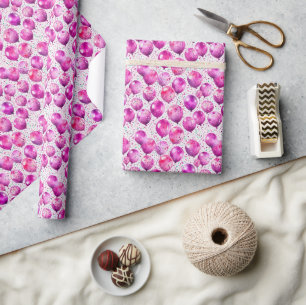 Papel De Regalo Globos de Acuarela Rosa Caliente y Cumpleaños con