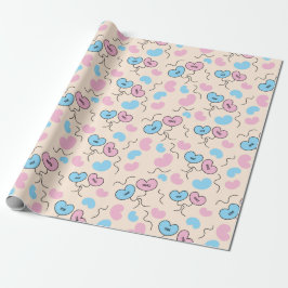 Papel De Regalo Globos de boda azules y rosados de Sr y Sra Seamle