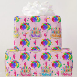 Papel De Regalo Globos de copo de cumpleaños Personalizar el nombr