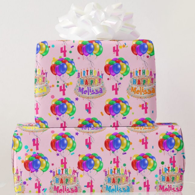 Papel De Regalo Globos de copo de cumpleaños Personalizar el nombr (Subido por el creador)