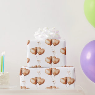 Papel De Regalo Globos de Corazón de Caramelo Cumpleaños