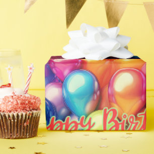 Papel De Regalo Globos de Cumpleaños Arcoíris