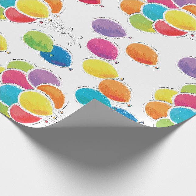 Papel De Regalo Globos de cumpleaños coloridos (Esquina)