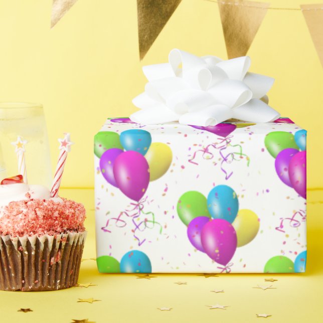 Papel De Regalo Globos de cumpleaños con confetti (Fiesta de cumpleaños )