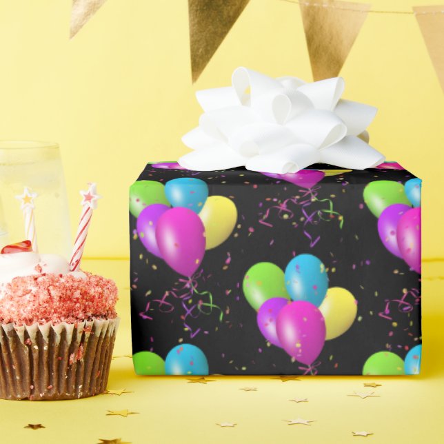 Papel De Regalo Globos de cumpleaños con confetti (Fiesta de cumpleaños )