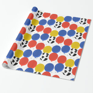 Papel De Regalo Globos de cumpleaños con estampado de vaca de gran