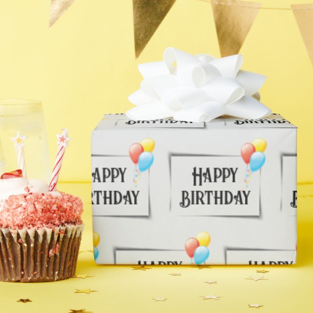 Papel De Regalo Globos de cumpleaños felices en gris (Fiesta de cumpleaños )
