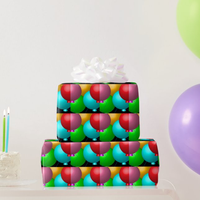 Papel De Regalo Globos de cumpleaños redondos (Regalos de fiesta)