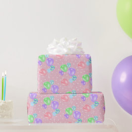 Papel De Regalo Globos de cumpleaños sobre puntos de polka envolvi