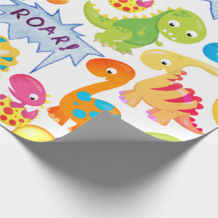 Papel De Regalo Globos de fiesta de dinosaurios personalizables Ra