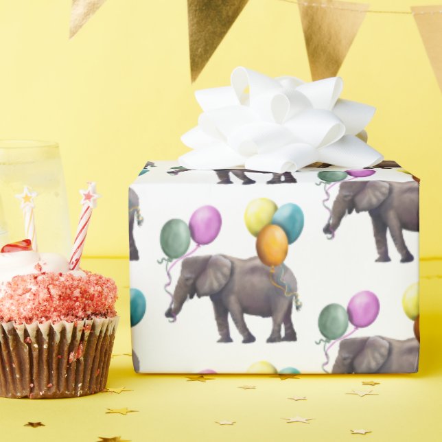 Papel De Regalo Globos de fiesta Elefante (Fiesta de cumpleaños )