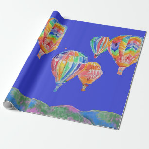 Papel De Regalo Globos de globo aerostático Envoltura de acuarela