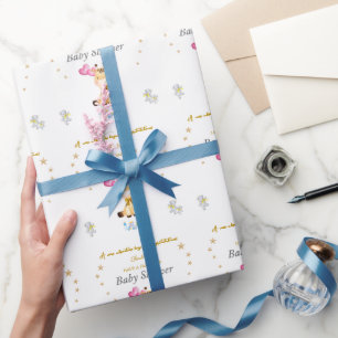Papel De Regalo Globos de jirafa bebé con nombre personalizado Cum