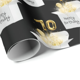 Papel De Regalo Globos de oro de 70 años en caja blanca