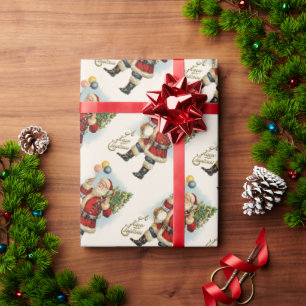 Papel De Regalo Globos de Papá Noel Victoriano de Navidad Vintage