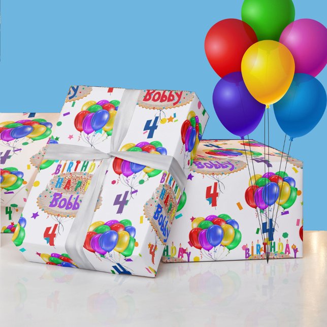 Papel De Regalo Globos de pastel de cumpleaños personalizan la eda (Subido por el creador)