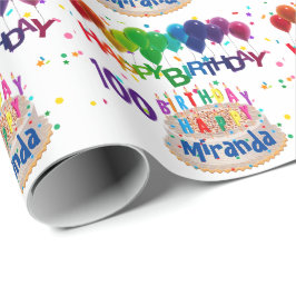 Papel De Regalo Globos felices Añadir NOMBRE a cualquier cumpleaño