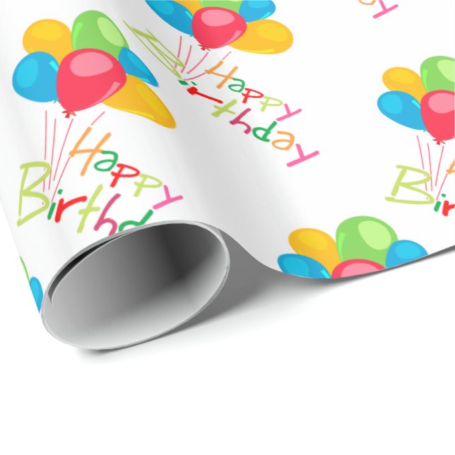 Papel De Regalo Globos Feliz cumpleaños (Esquina del rollo)