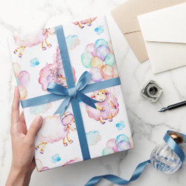 Papel De Regalo Globos flotantes lamen nubes en pasteles