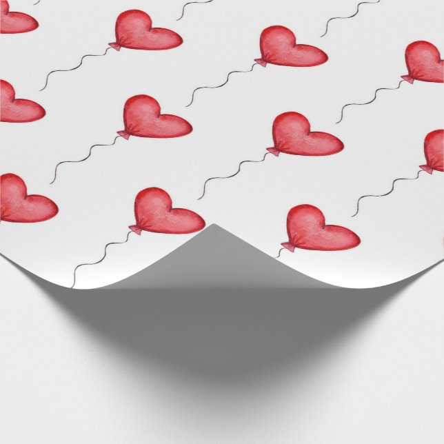 Papel De Regalo Globos rojos con forma de corazón (Esquina)