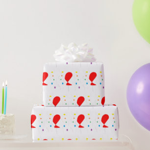 Papel De Regalo Globos rojos con un patrón de confeti colorido