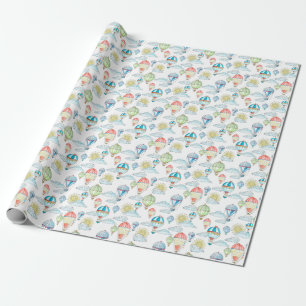 Papel De Regalo Globos Vintage: Impresionante acuarela Seamless.