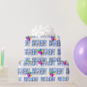 Papel De Regalo Globos y Confeti de Cumpleaños Feliz