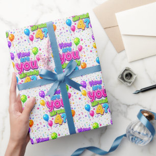 Papel De Regalo Globos y confeti para fiesta de cumpleaños número