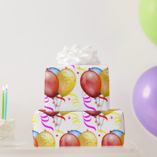 Papel De Regalo Globos y serpentinas de fiesta
