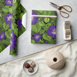 Papel De Regalo Gloria matutina en morado y verde