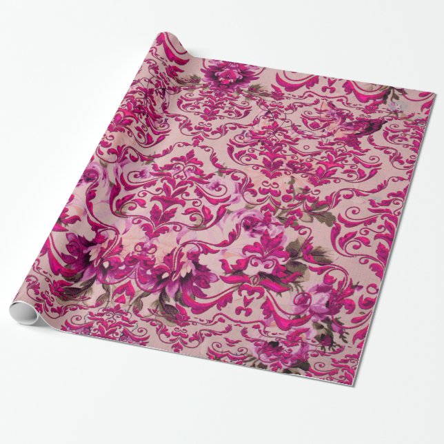 Papel De Regalo Glossia romántica damáscara de Olivia (Desenrollado)