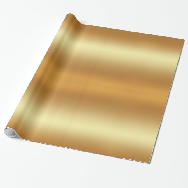 Papel De Regalo Glossy Faux Gold Elegant Moderno Gift Glam (Desenrollado)
