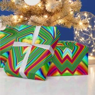 Papel De Regalo GLOSSY ~ Navidades Fractal Multicoloreados Envuelt