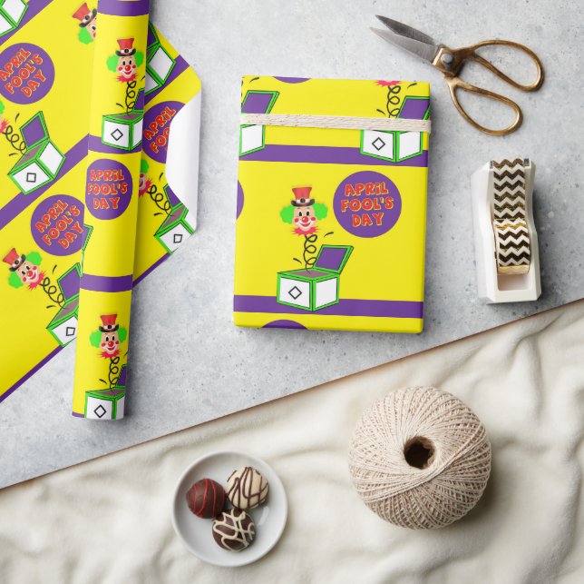 Papel De Regalo Glossy Wrapping Paper April Fool's Day Clown  (Artesanía)