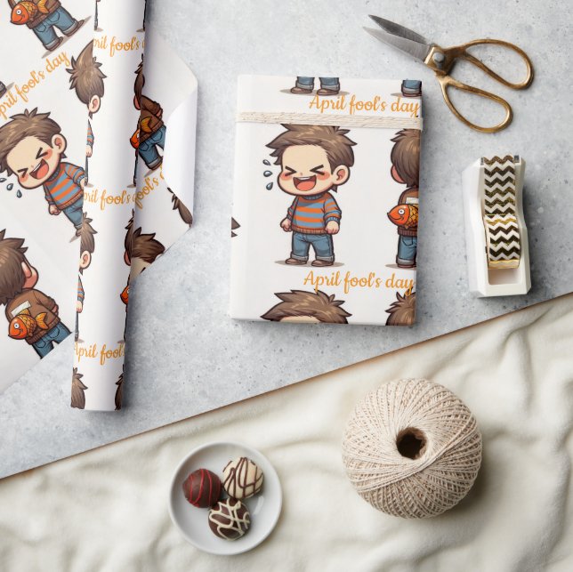 Papel De Regalo Glossy Wrapping Paper April Fool's Day Fishing (Artesanía)