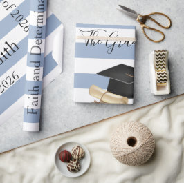 Papel De Regalo Glossy Wrapping Paper Blue Stripe Graduate 2026