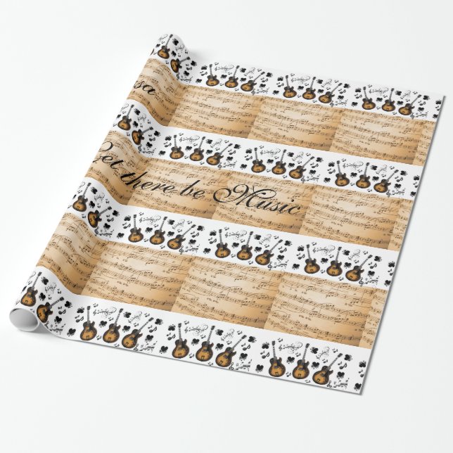 Papel De Regalo Glossy Wrapping Paper, Music Notes Guitar (Desenrollado)