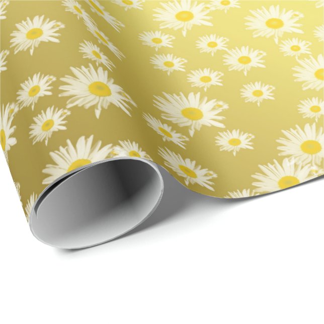 Papel De Regalo Glossy, wreath, papel, amarillo, hermoso, floral (Esquina del rollo)