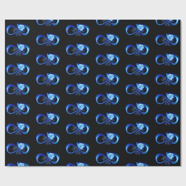 Papel De Regalo Glowing infinity with blue rose (Superficie plana)