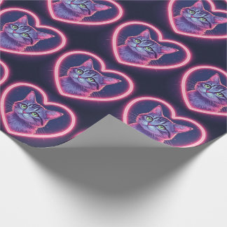 Papel De Regalo Glowing Kitty Love Art | Romantic Pet Lover Gift