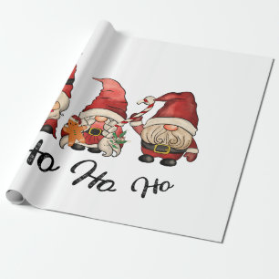 Papel De Regalo Gnome de Navidad retro vintage Santa HO HO