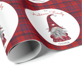Papel De Regalo Gnome de Navidades de nombre de familia rústica