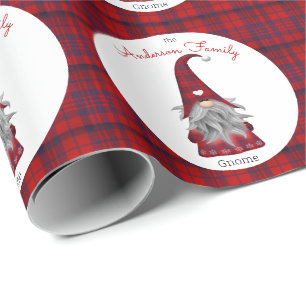 Papel De Regalo Gnome de Navidades de nombre de familia rústica