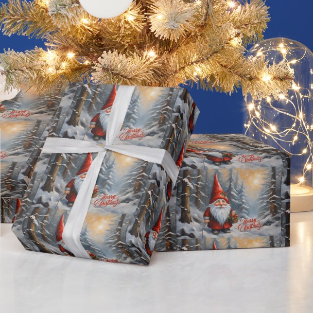 Papel De Regalo Gnome del bosque navideño (Vacaciones)