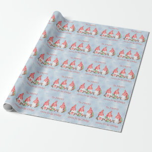 Papel De Regalo Gnome escandinavo para las vacaciones personalizad