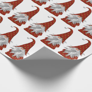 Papel De Regalo Gnome navidad con traje rojo