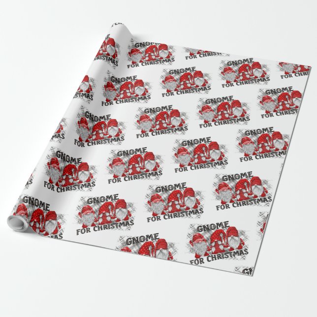 Papel De Regalo Gnome Para Navidades De Rústico Campo (Desenrollado)